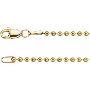 14K Yellow Gold 1.8 mm Hollow Bead 20" Chain