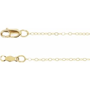 14K Yellow Gold 1 mm Flat Cable 16" Chain
