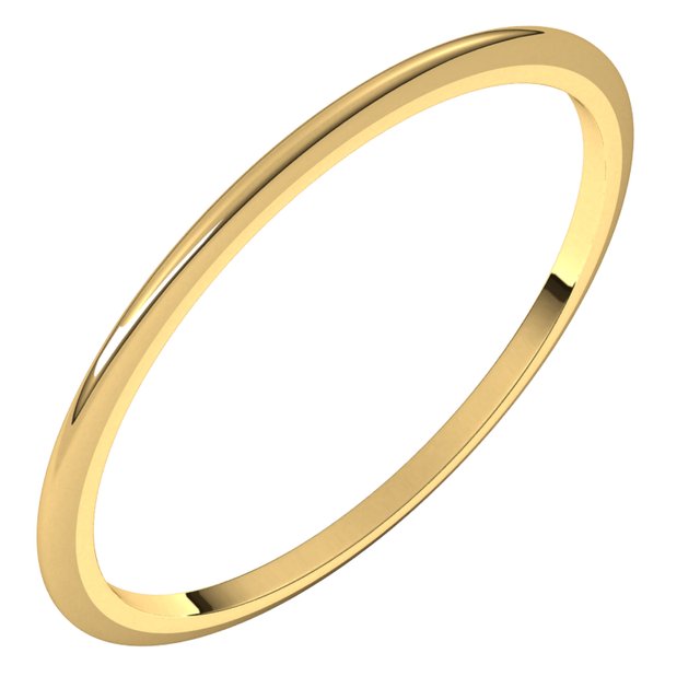 14K Yellow Gold 1 mm Half Round Band