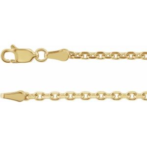 14K Yellow Gold 2.5 mm Diamond-Cut Cable 7" Chain