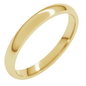 14K Yellow Gold 2.5 mm Lightweight Comfort-Fit Half Round Band Size 10