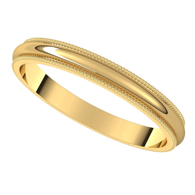 14K Yellow Gold 2.5 mm Milgrain Half Round Band Size 7 - Image 5