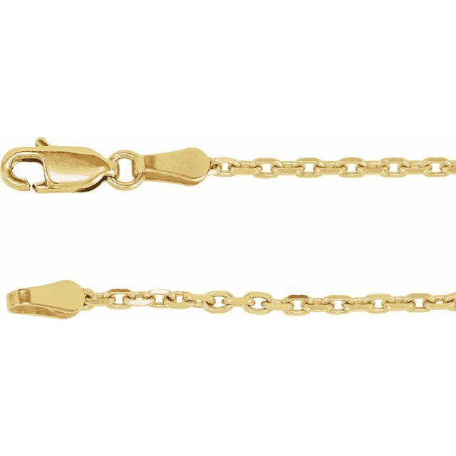 14K Yellow Gold 2 mm Diamond-Cut Cable 16" Chain