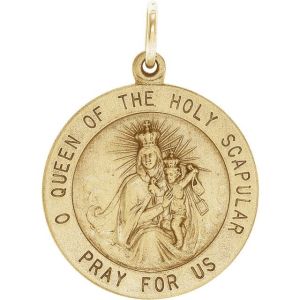 14K Yellow Gold 22 mm Round Scapular Medal