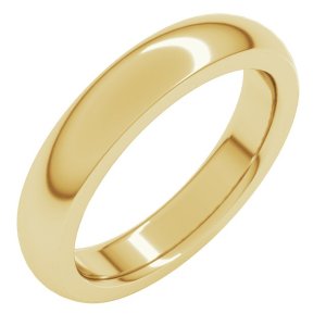 14K Yellow Gold 4 mm Heavyweight Comfort-Fit Half Round Band Size 8.5