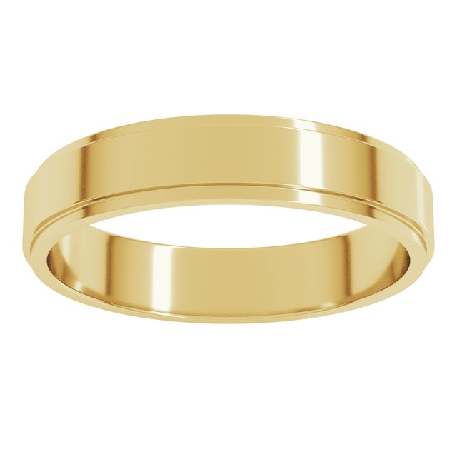 14K Yellow Gold 4 mm Stepped-Edge Flat Band Size 9 - Image 3