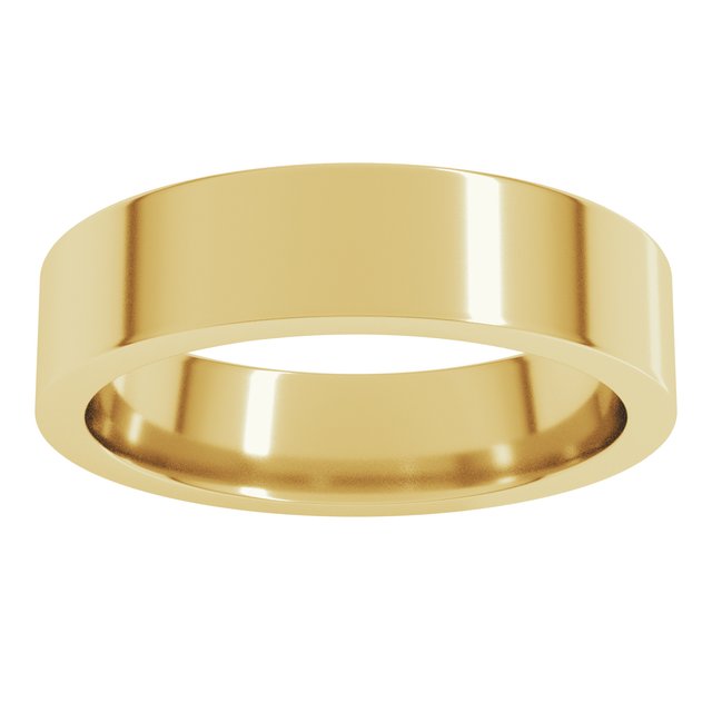 14K Yellow Gold 5 mm Comfort-Fit Flat Band Size 6 - Image 3