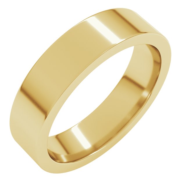 14K Yellow Gold 5 mm Comfort-Fit Flat Band Size 6