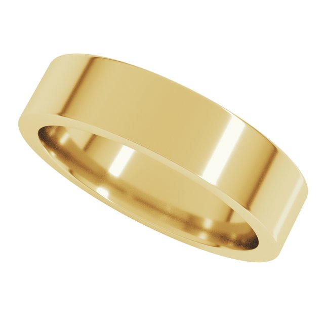 14K Yellow Gold 5 mm Comfort-Fit Flat Band Size 6 - Image 5