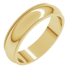 14K Yellow Gold 5 mm Milgrain Half Round Band