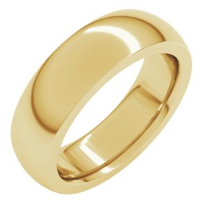 14K Yellow Gold 6 mm Heavyweight Comfort-Fit Half Round Band Size 10.5