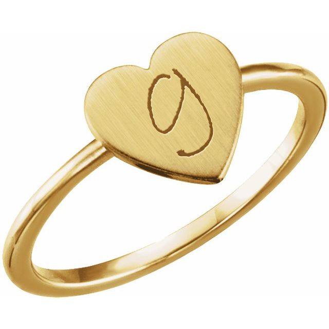 14K Yellow Gold Be Posh® Engravable Heart Signet Ring - Image 3