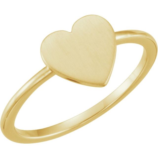 14K Yellow Gold Be Posh® Engravable Heart Signet Ring