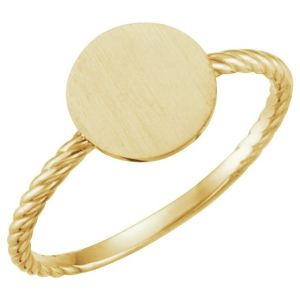 14K Yellow Gold Be Posh® Engravable Rope Signet Ring