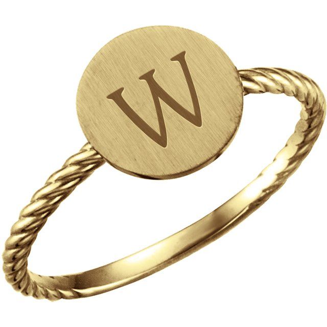 14K Yellow Gold Be Posh® Engravable Rope Signet Ring - Image 3