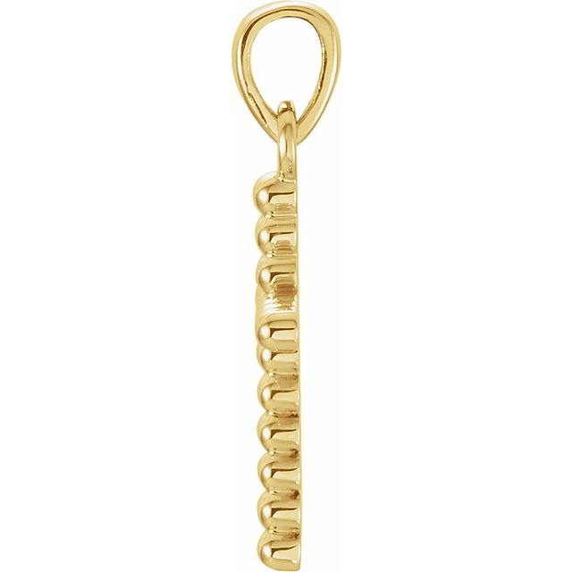 14K Yellow Gold Beaded Cross Pendant - Image 2