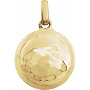 14K Yellow Gold Hammered Disk Pendant