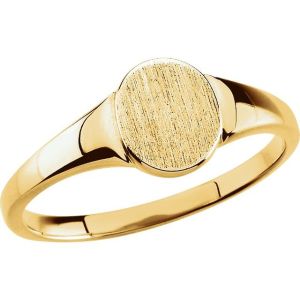 14K Yellow Gold Oval Signet Ring