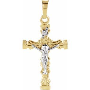 14K Yellow/White Gold 21.5x14.5 mm Crucifix Pendant