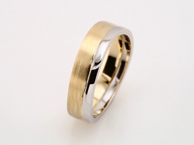 14K Yellow/White Gold 6 mm Curved Band with Bead Blast/Matte Finish Size 11 - Image 3