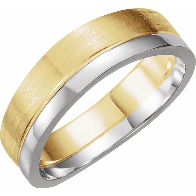 14K Yellow/White Gold 6 mm Curved Band with Bead Blast/Matte Finish Size 11
