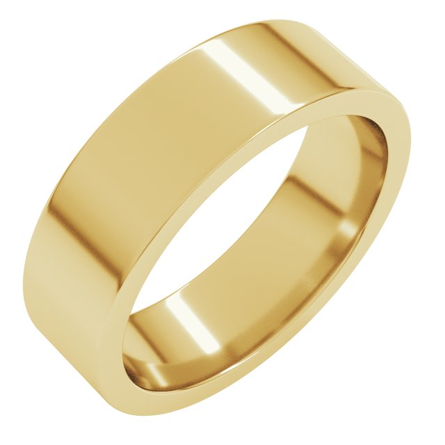 18K Yellow Gold 6 mm Comfort-Fit Flat Band Size 10