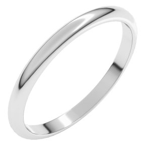 Platinum 2 mm Half Round Band Size 3.5