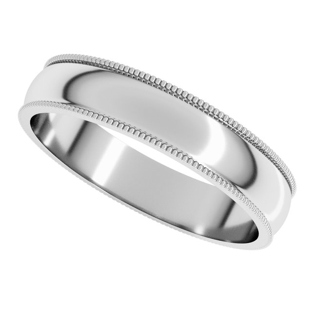 Platinum 4 mm Lightweight Milgrain Half Round Band Size 9.5 - Image 5