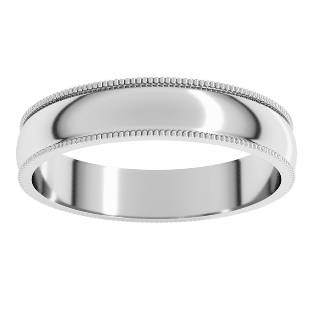 Platinum 4 mm Lightweight Milgrain Half Round Band Size 9.5 - Image 3