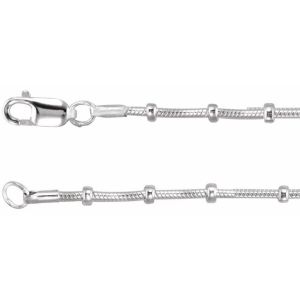 Sterling Silver 1 mm Beaded Snake 20" Chain