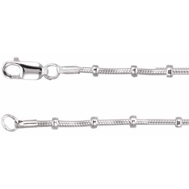 Sterling Silver 1 mm Beaded Snake 20" Chain