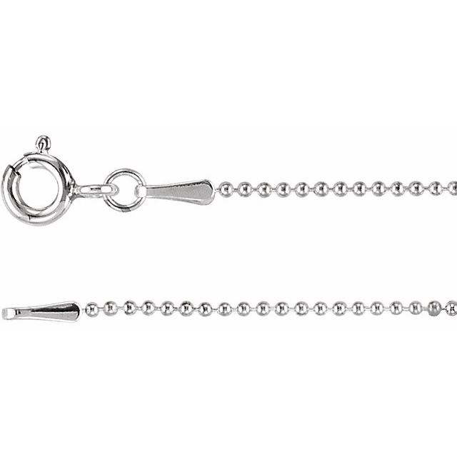 Sterling Silver 1 mm Hollow Bead 20" Chain