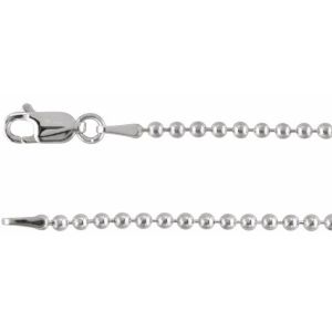 Sterling Silver 2 mm Hollow Bead 16" Chain