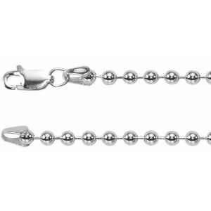 Sterling Silver 3 mm Hollow Bead 20" Chain