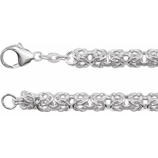 Sterling Silver 6 mm Byzantine 7" Chain