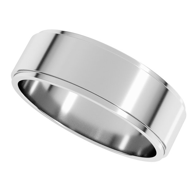 Sterling Silver 6 mm Stepped-Edge Flat Band Size 9 - Image 5