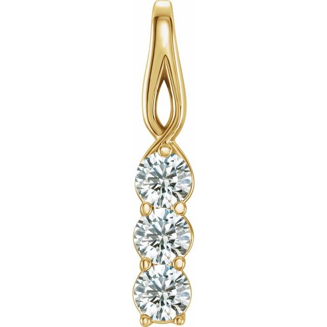 14K Yellow Gold 1/4 CTW Natural Diamond Three-Stone Pendant